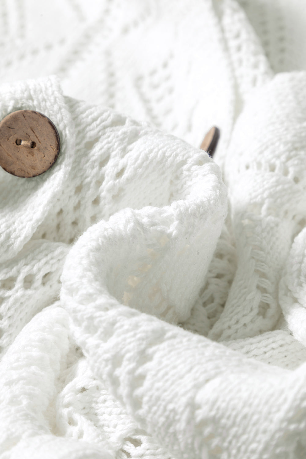 Gray Hollow-out Openwork Knit Cardigan