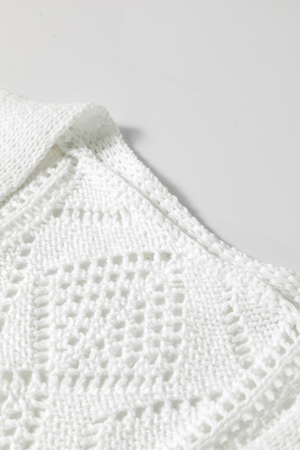 Gray Hollow-out Openwork Knit Cardigan