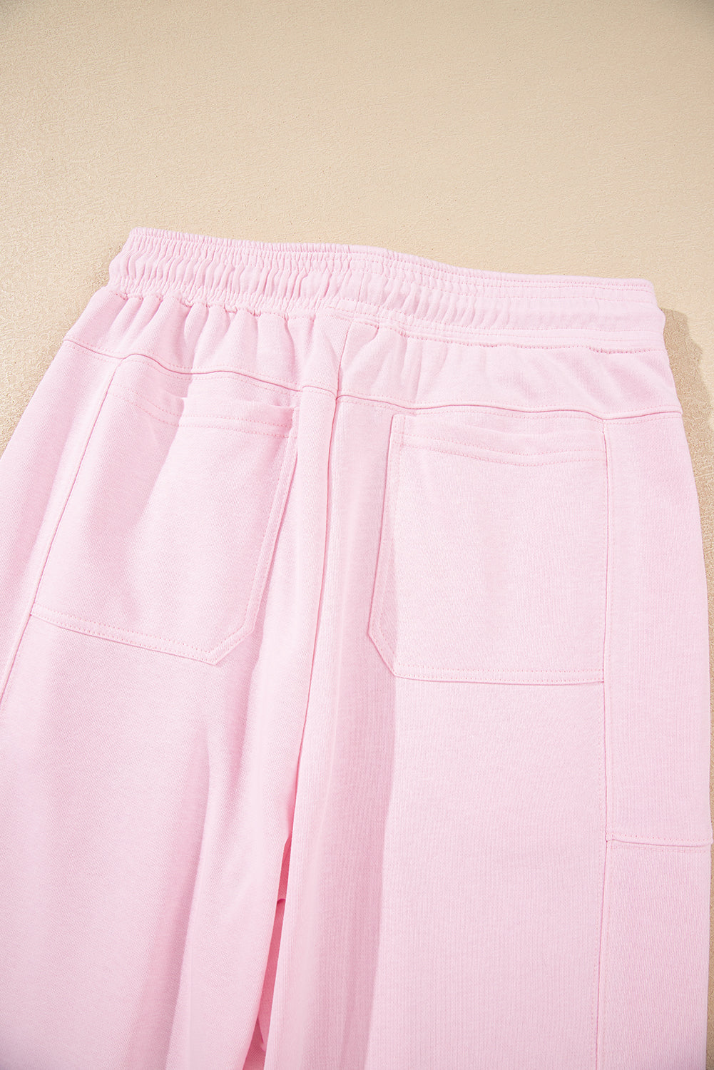 Lilac Drawstring Waist Patchwork Solid Color Jogger Pants