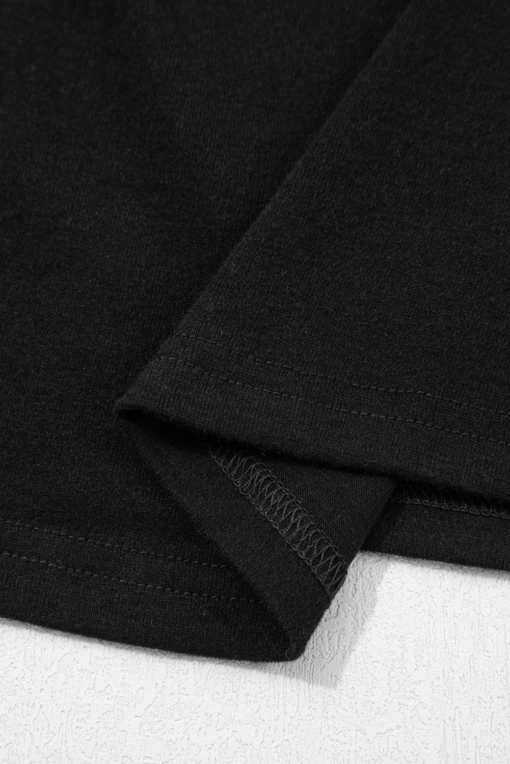 Navy Blue Solid Color Seam Detail Raglan Long Sleeve Top