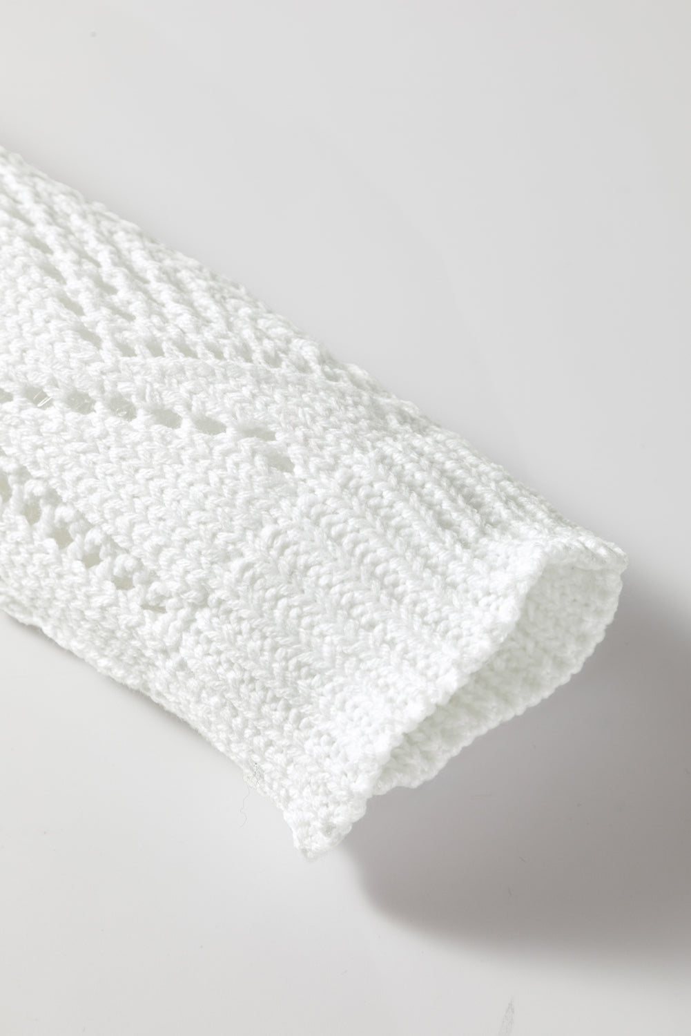 Gray Hollow-out Openwork Knit Cardigan
