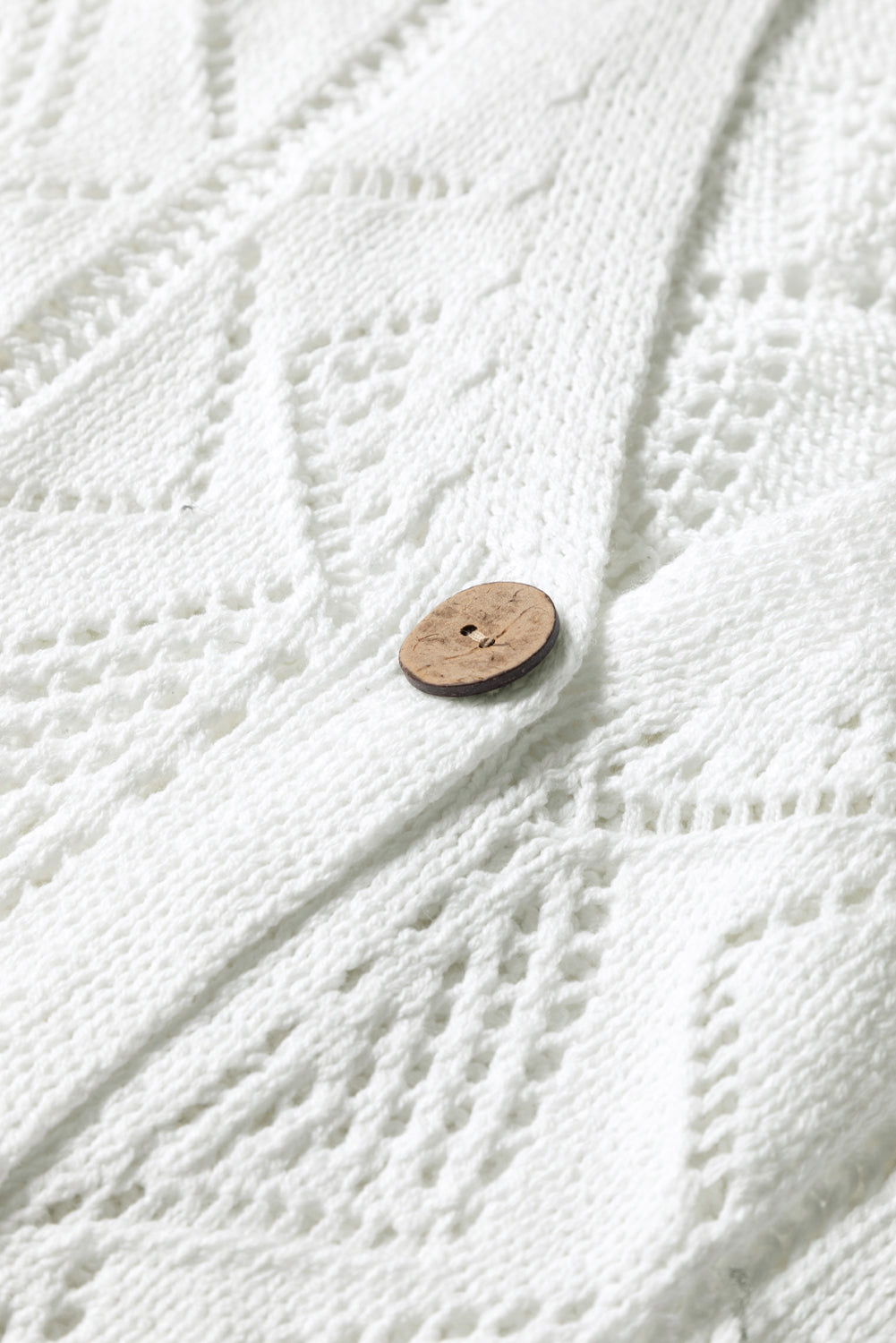 Gray Hollow-out Openwork Knit Cardigan