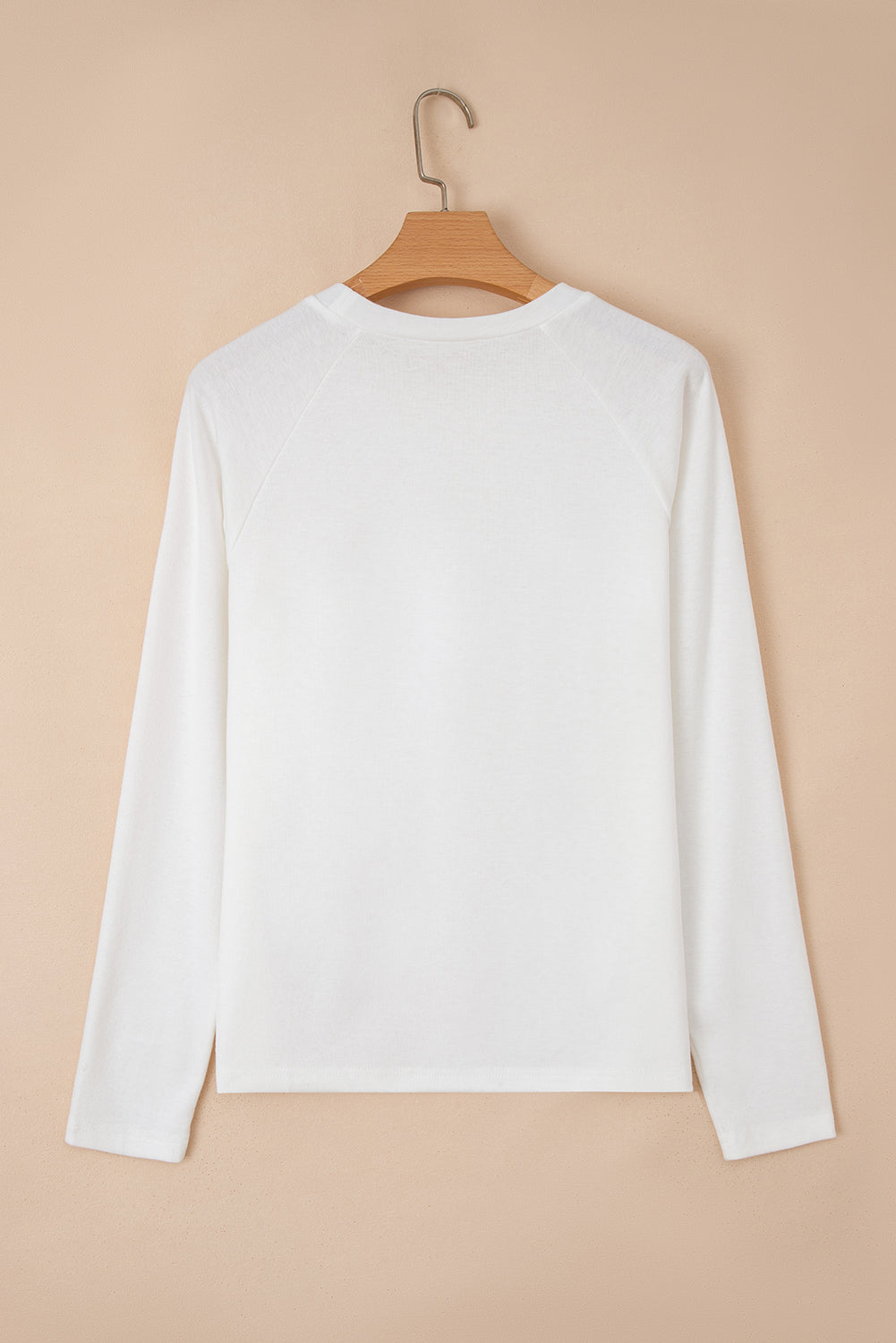 Navy Blue Solid Color Seam Detail Raglan Long Sleeve Top
