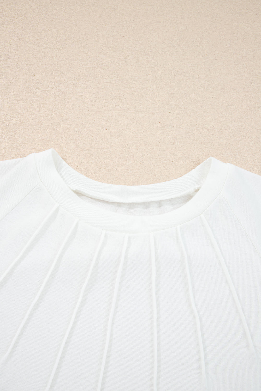 Navy Blue Solid Color Seam Detail Raglan Long Sleeve Top