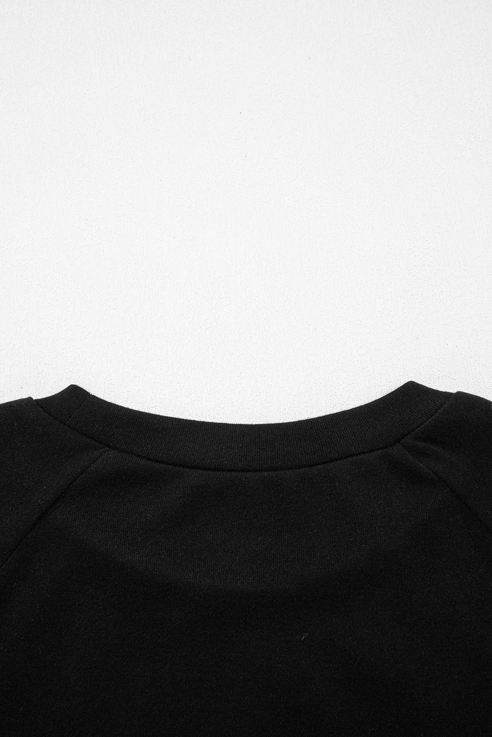 Navy Blue Solid Color Seam Detail Raglan Long Sleeve Top